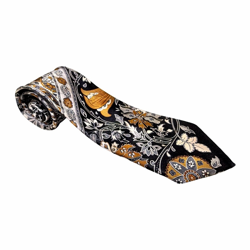 Bijan Men’s Silk Tie | Made in Italy | Paisley Baroque | Luxury Necktie - Picture 5 of 11